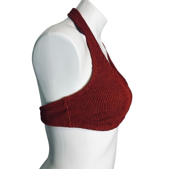 Hollister Burgundy Red Halter Swimsuit Top Women's Size Medium - Picture 2 of 5